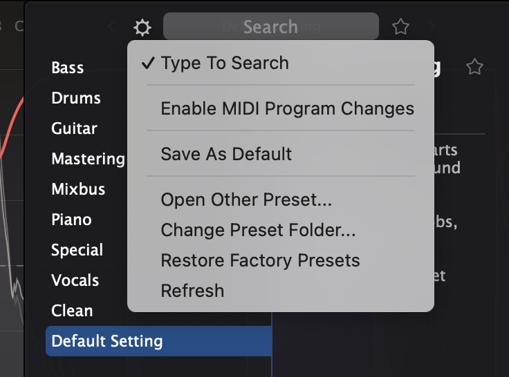 Preset Browser options