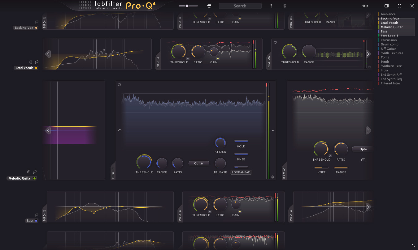 FabFilter Pro-Q 4 instance list