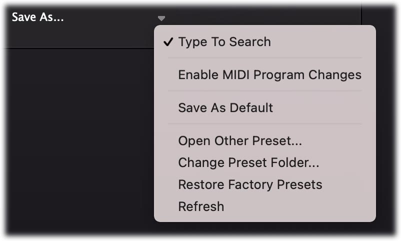 Preset Browser options