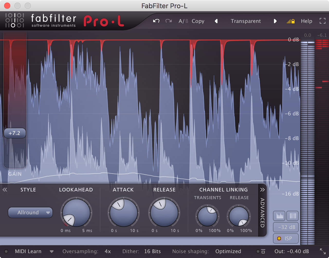 High-quality brickwall limiter plug-in